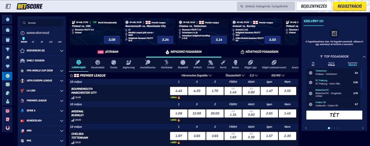 BetScore sportfogadás